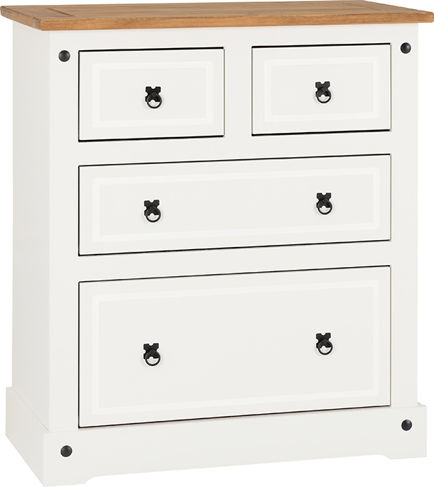 Corona 2+2 Drawer Chest In white Pine - Click Image to Close